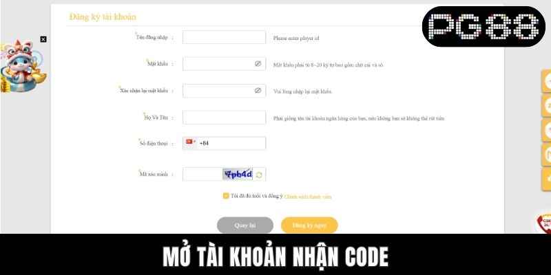 Cách Nhận Giftcode PG88 Nhanh Chóng, Không Hụt Mã Nào Mở tài khoản nhận code